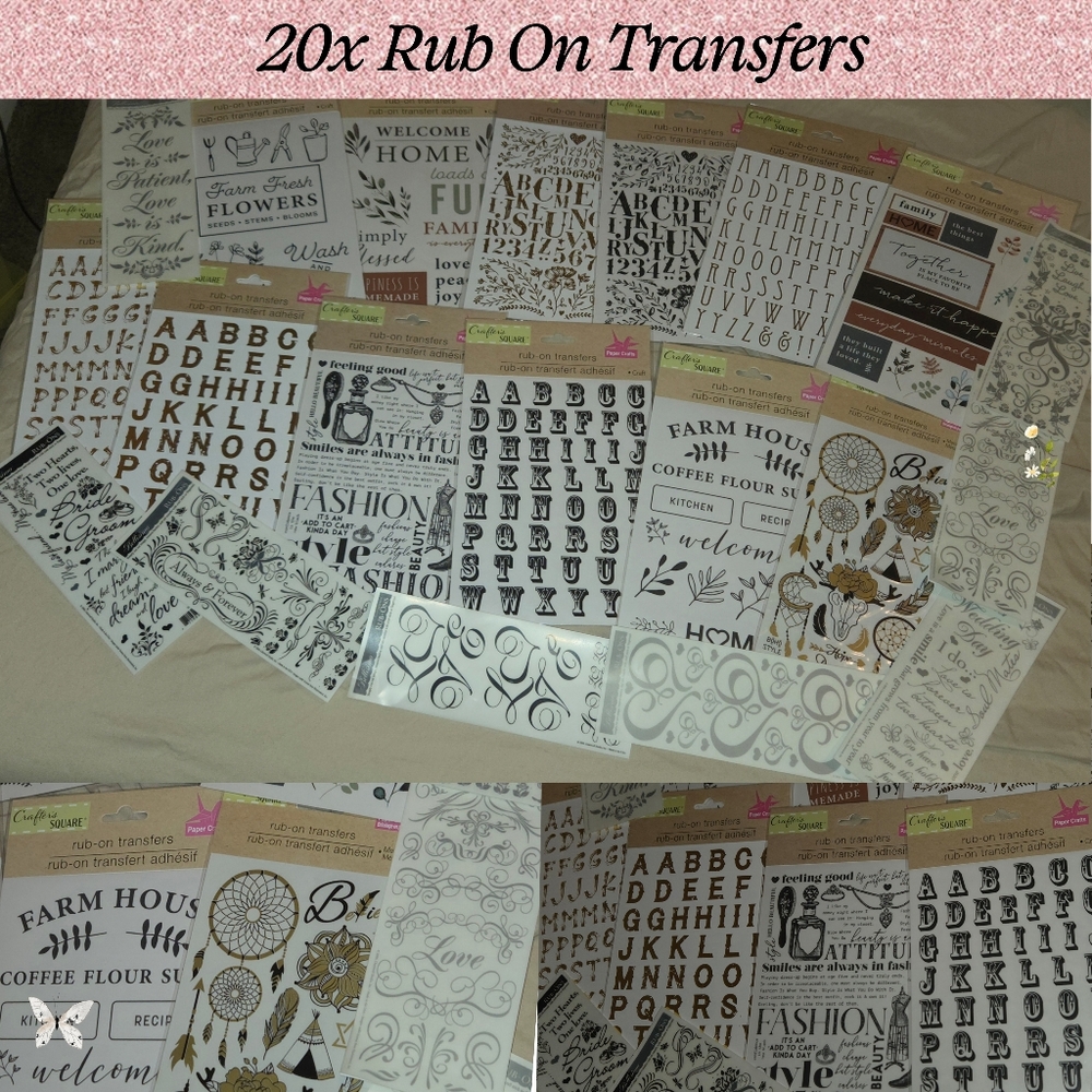 20x Rub On Transfers Decals Vintage Farmhouse Crafts DIY Card Making Collage Art